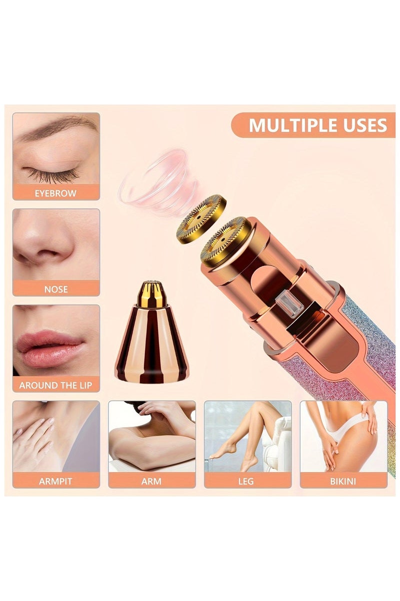 2-in-1 Eyebrow & Facial Hair Remover – USB Rechargeable Precision Trimmer with Cleaning Brush and Multi-Color Options - Image 4